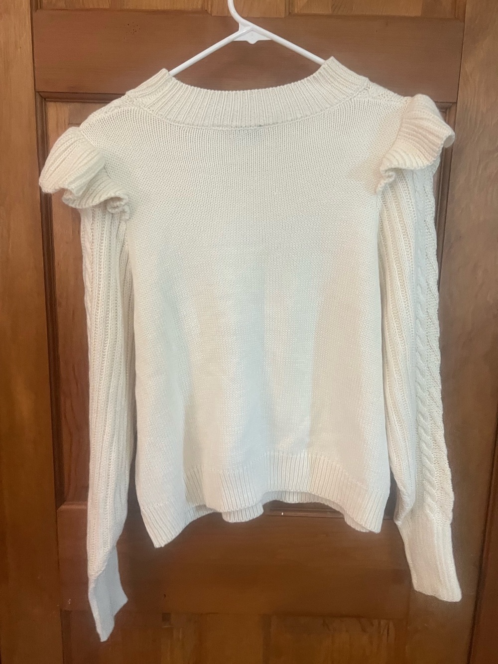 Studio 19 Cable Knit Ruffle Sweater - Picture 3 of 8
